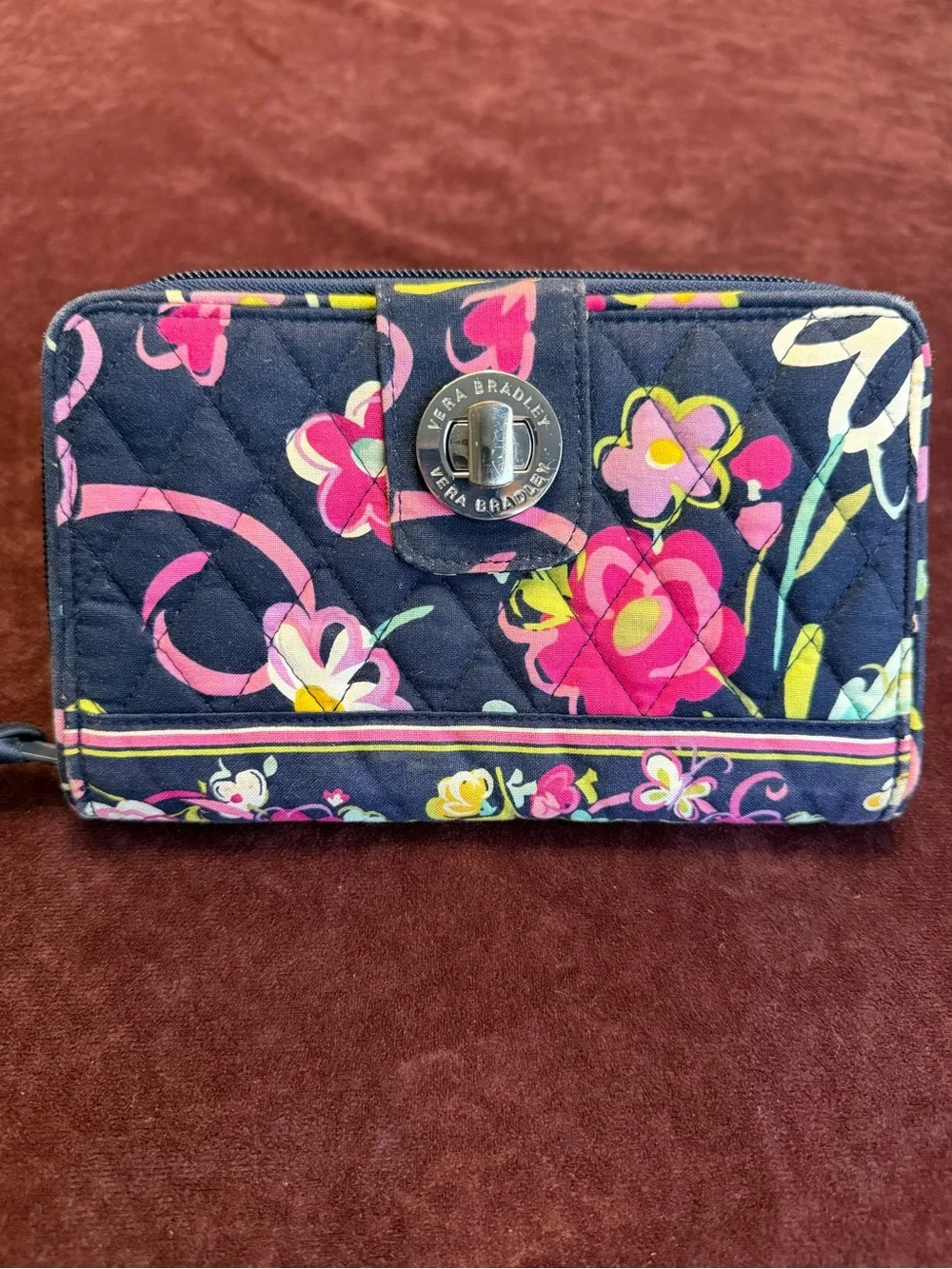 Vera Bradley Quilted Turn Lock Wallet in Ribbons